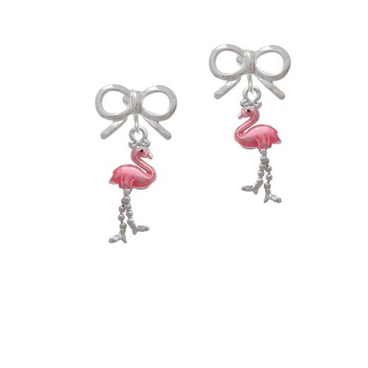 Flamingo with Dangle Legs Crystal Clip On Earrings Image 9