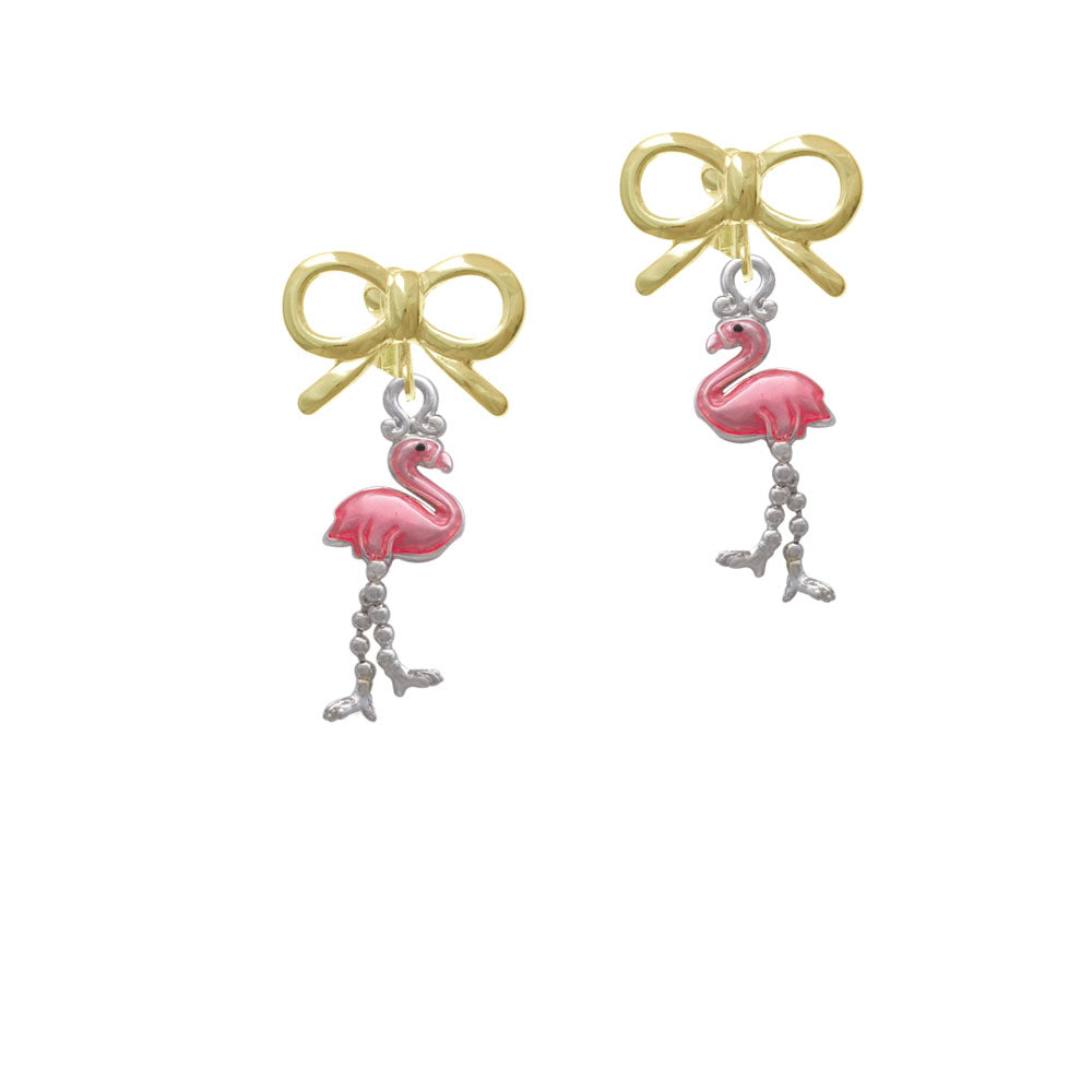 Flamingo with Dangle Legs Crystal Clip On Earrings Image 10