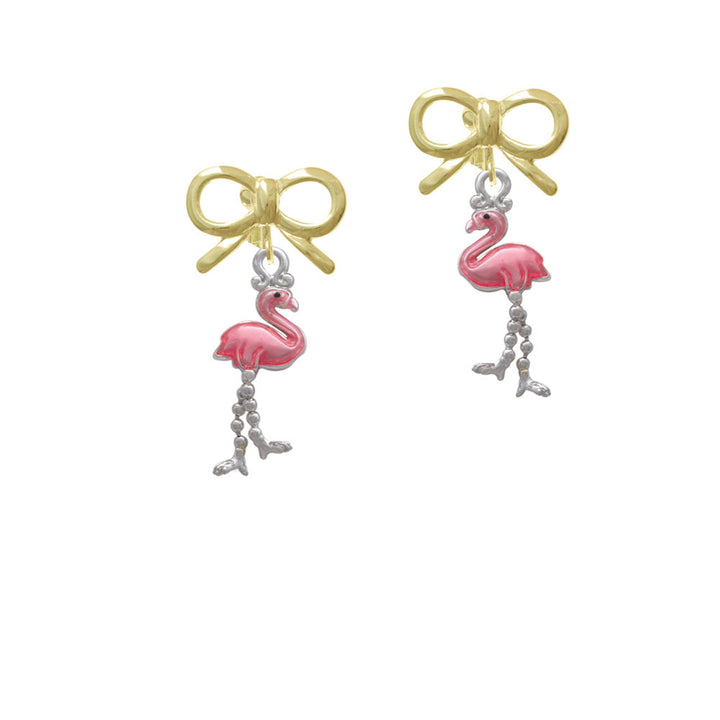 Flamingo with Dangle Legs Crystal Clip On Earrings Image 10