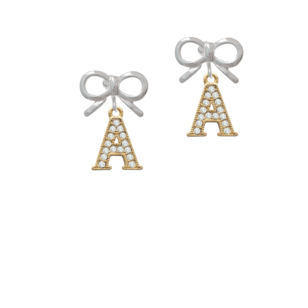 Crystal Gold Tone Initial - A - Beaded Border - Crystal Clip On Earrings Image 9