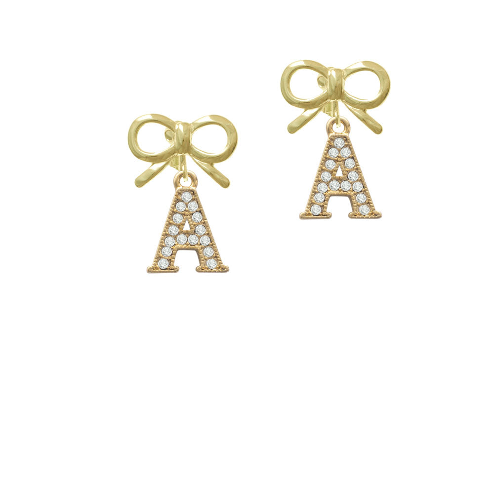 Crystal Gold Tone Initial - A - Beaded Border - Crystal Clip On Earrings Image 10