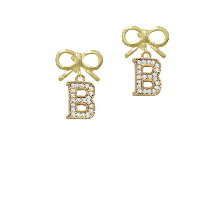 Crystal Gold Tone Initial - B - Beaded Border - Crystal Clip On Earrings Image 10