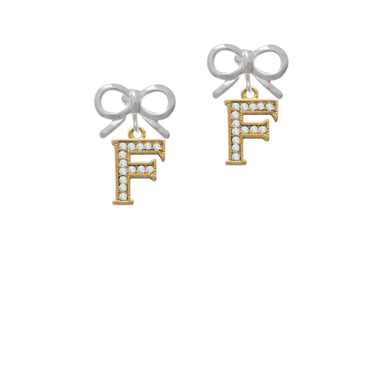 Crystal Gold Tone Initial - F - Beaded Border - Crystal Clip On Earrings Image 9