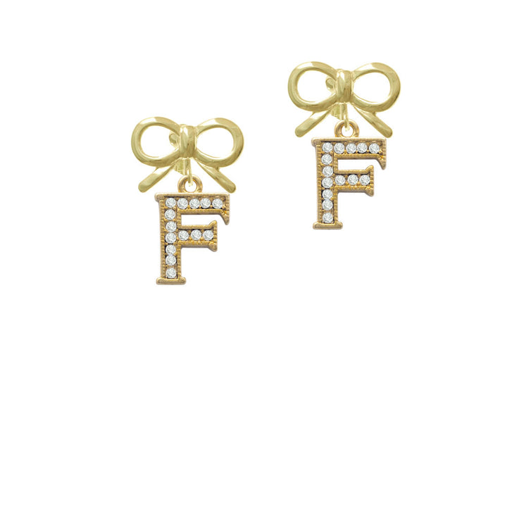 Crystal Gold Tone Initial - F - Beaded Border - Crystal Clip On Earrings Image 10