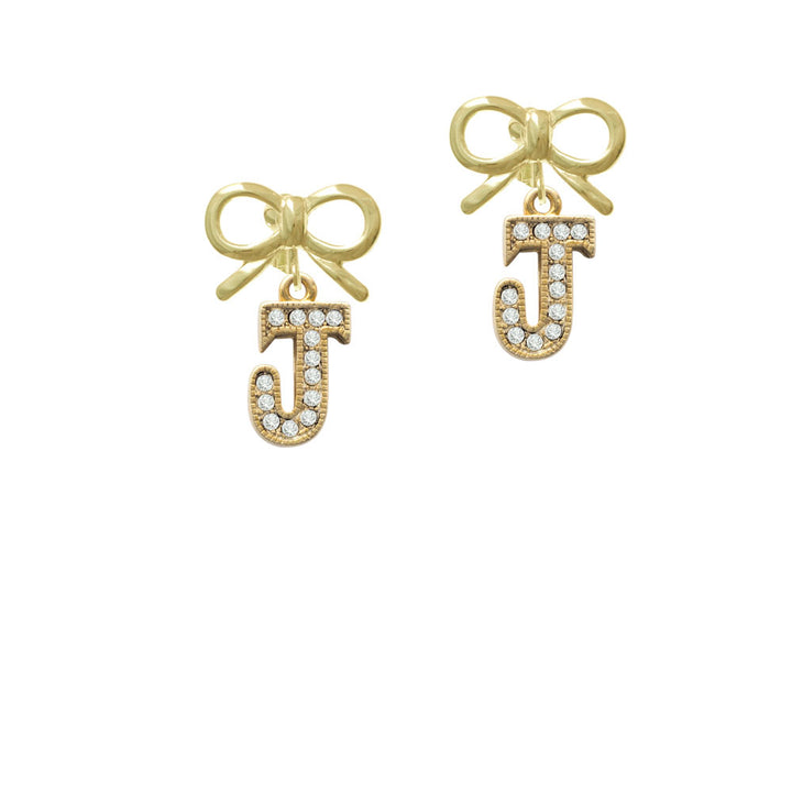 Crystal Gold Tone Initial - J - Beaded Border - Crystal Clip On Earrings Image 10