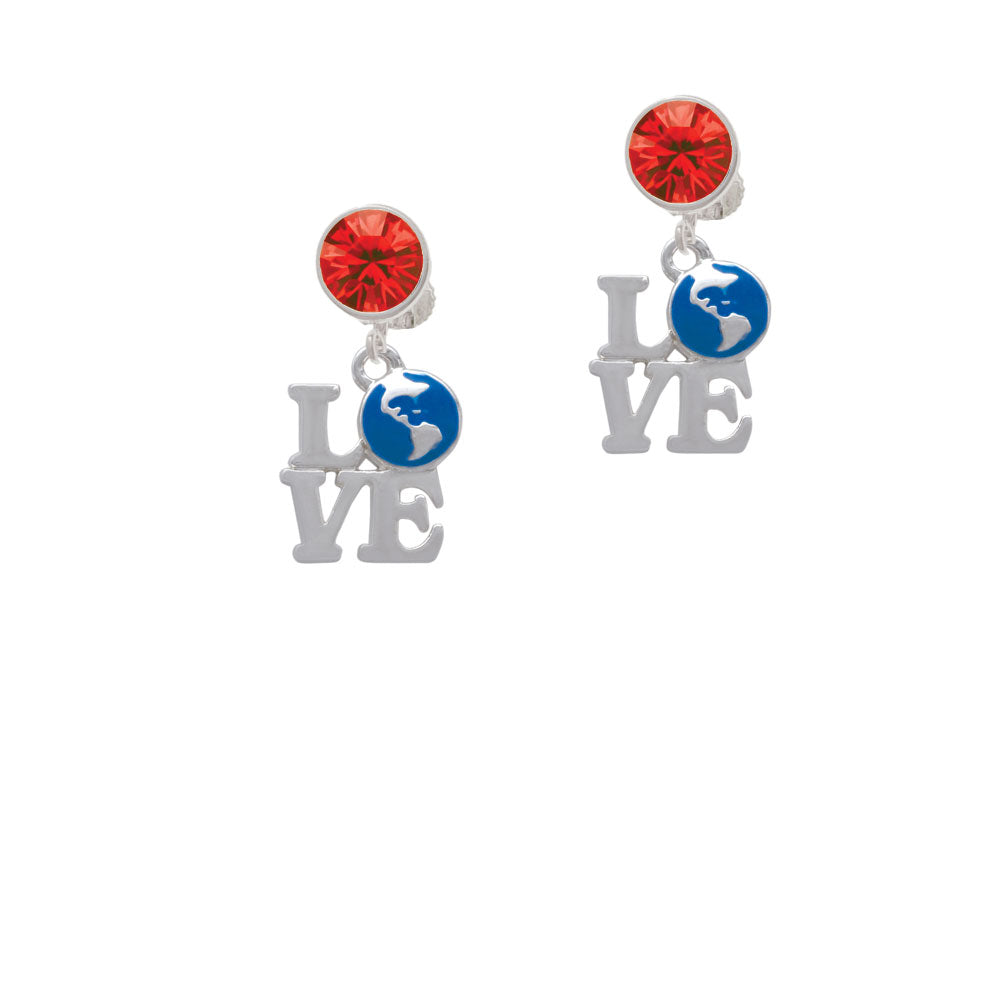 Love with Enamel Earth Globe Crystal Clip On Earrings Image 4