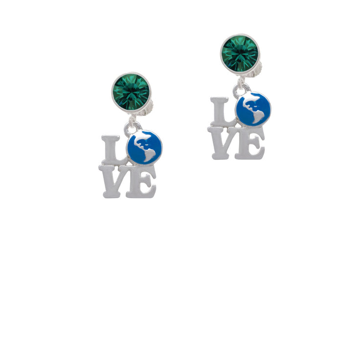 Love with Enamel Earth Globe Crystal Clip On Earrings Image 6