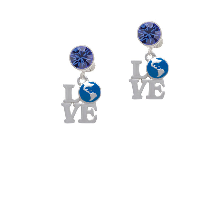 Love with Enamel Earth Globe Crystal Clip On Earrings Image 7