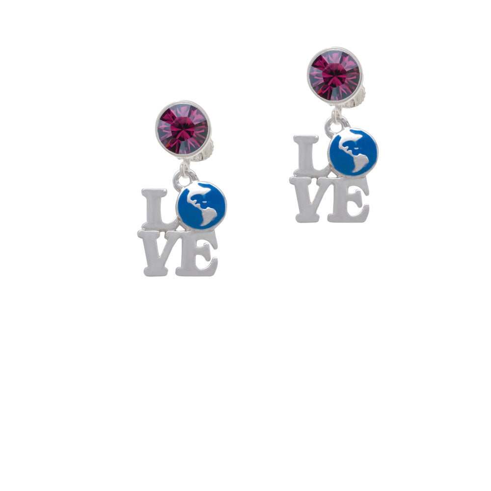 Love with Enamel Earth Globe Crystal Clip On Earrings Image 8