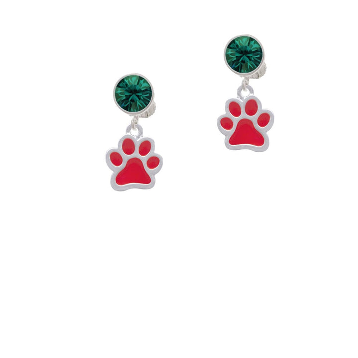 Medium Translucent Red Paw Crystal Clip On Earrings Image 6