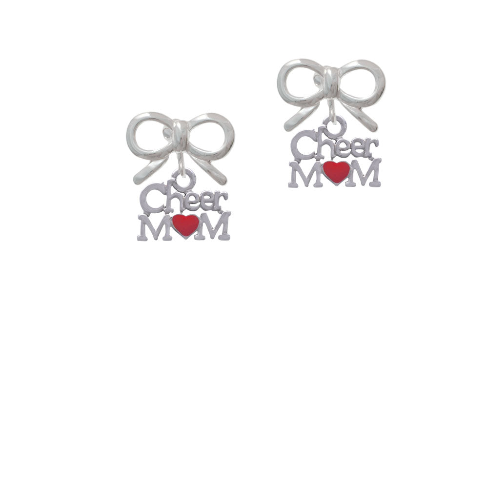 Cheer Mom with Red Heart Crystal Clip On Earrings Image 9