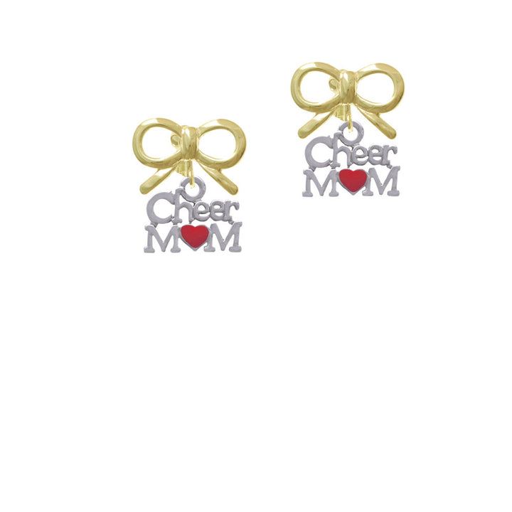 Cheer Mom with Red Heart Crystal Clip On Earrings Image 10