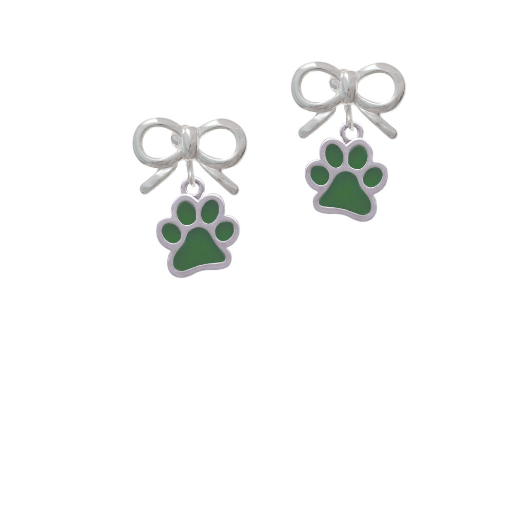 Medium Translucent Green Paw Crystal Clip On Earrings Image 9