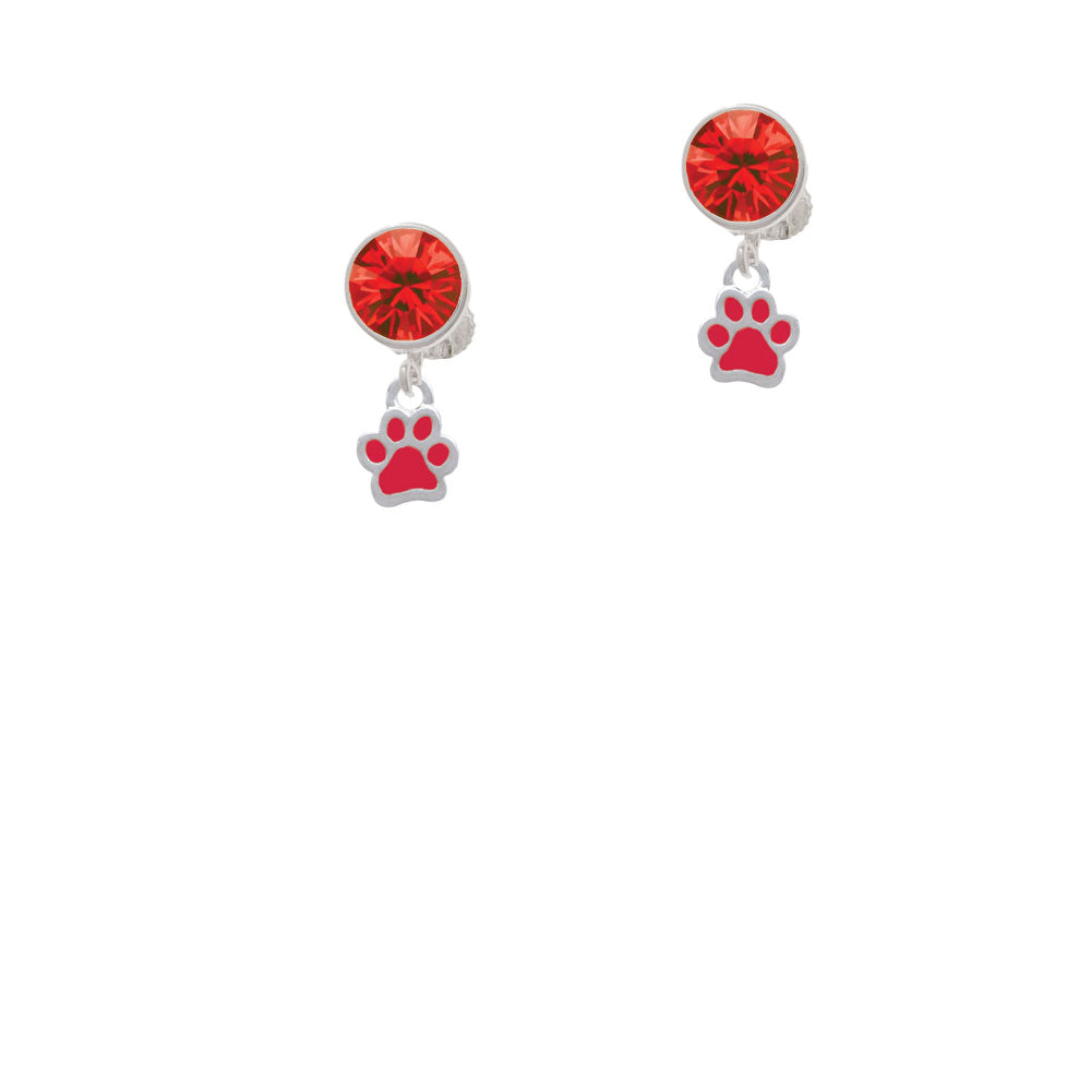 Mini Translucent Red Paw Crystal Clip On Earrings Image 4