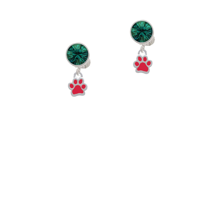 Mini Translucent Red Paw Crystal Clip On Earrings Image 6