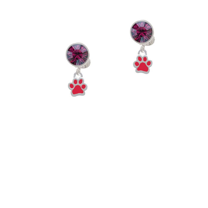 Mini Translucent Red Paw Crystal Clip On Earrings Image 8