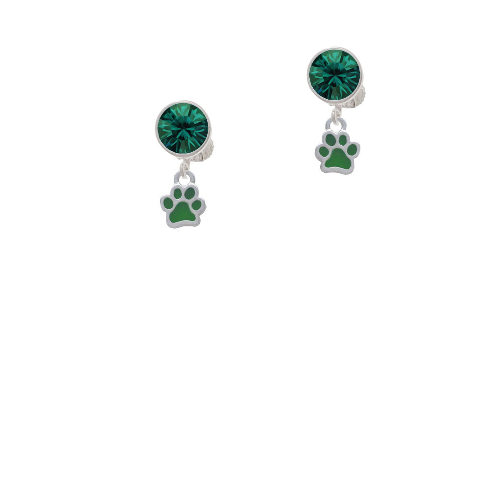 Mini Translucent Green Paw Crystal Clip On Earrings Image 6