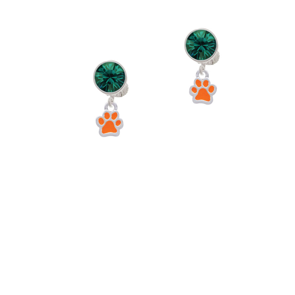 Mini Translucent Orange Paw Crystal Clip On Earrings Image 6