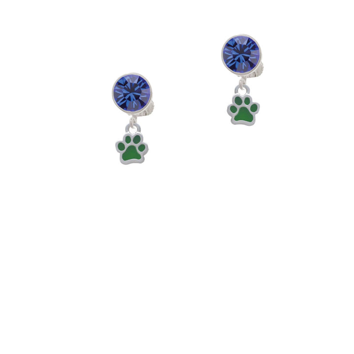 Mini Translucent Green Paw Crystal Clip On Earrings Image 7