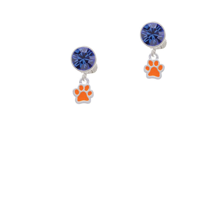 Mini Translucent Orange Paw Crystal Clip On Earrings Image 7