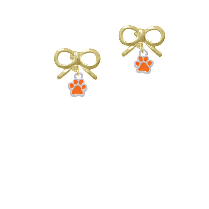 Mini Translucent Orange Paw Crystal Clip On Earrings Image 10