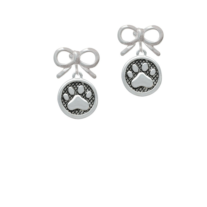 Paw in Circle Crystal Clip On Earrings Image 9