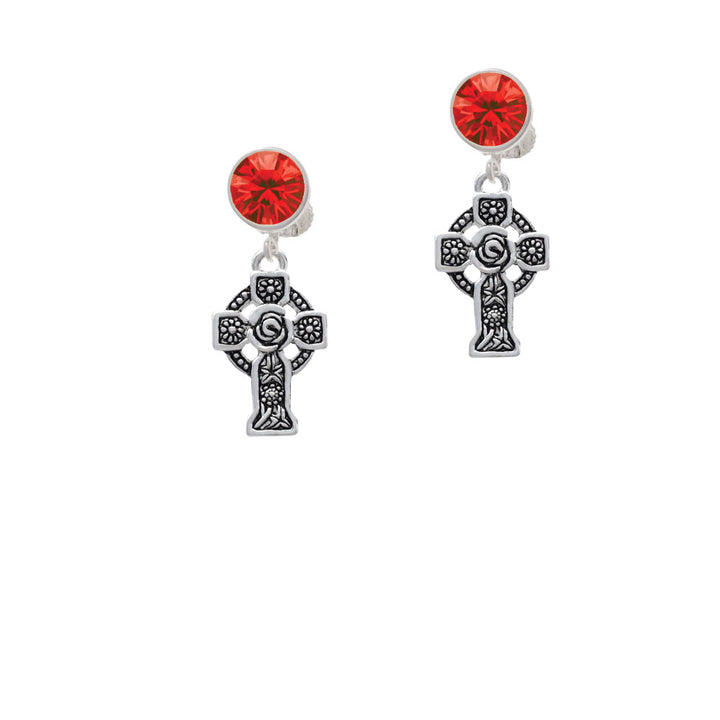 Large Celtic Cross Crystal Clip On Earrings Image 4