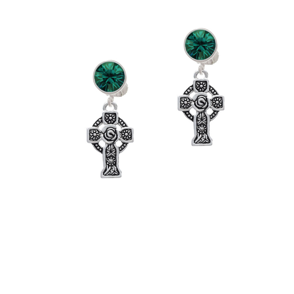 Large Celtic Cross Crystal Clip On Earrings Image 6