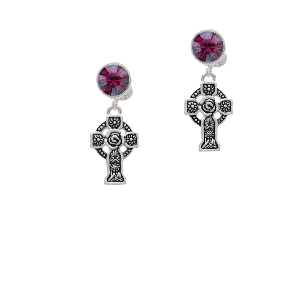 Large Celtic Cross Crystal Clip On Earrings Image 8