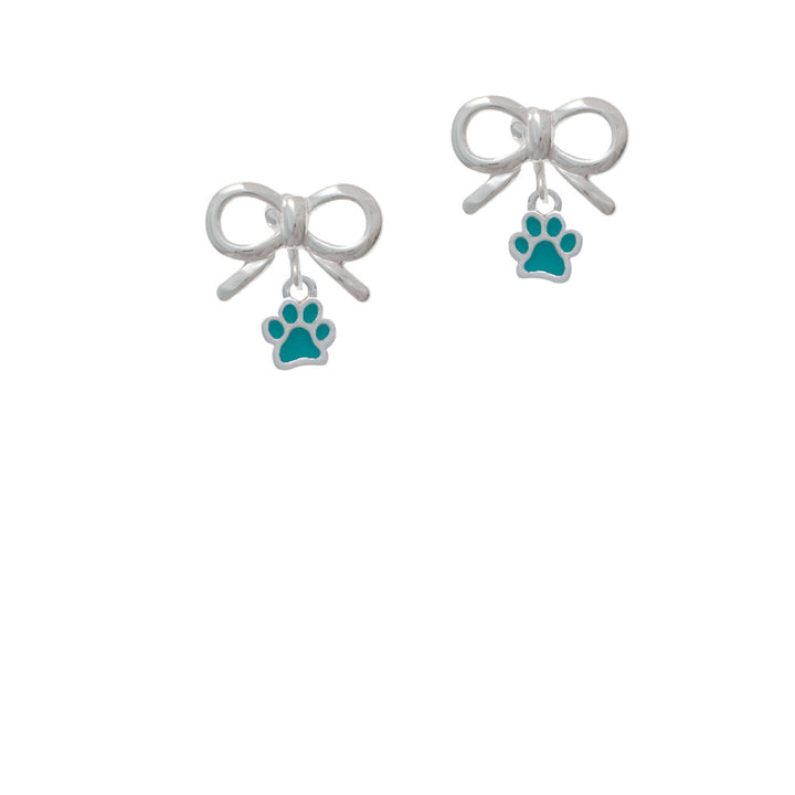 Mini Translucent Teal Paw Crystal Clip On Earrings Image 9