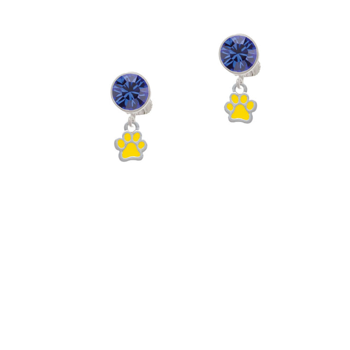 Mini Translucent Yellow Paw Crystal Clip On Earrings Image 7