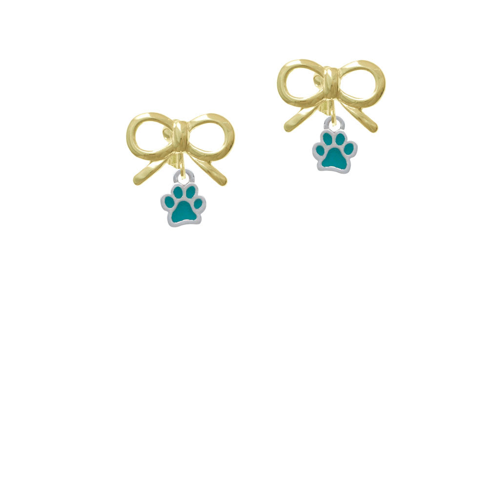 Mini Translucent Teal Paw Crystal Clip On Earrings Image 10