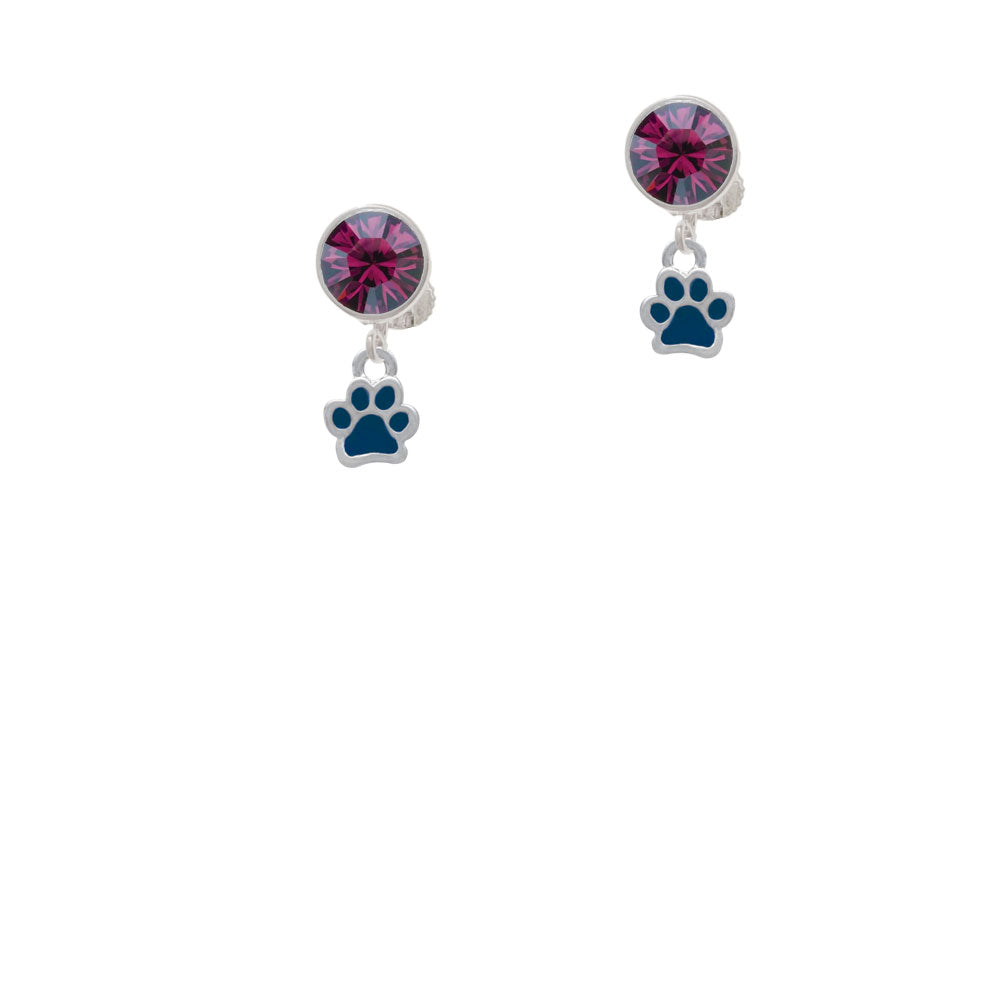 Mini Translucent Navy Paw Crystal Clip On Earrings Image 8