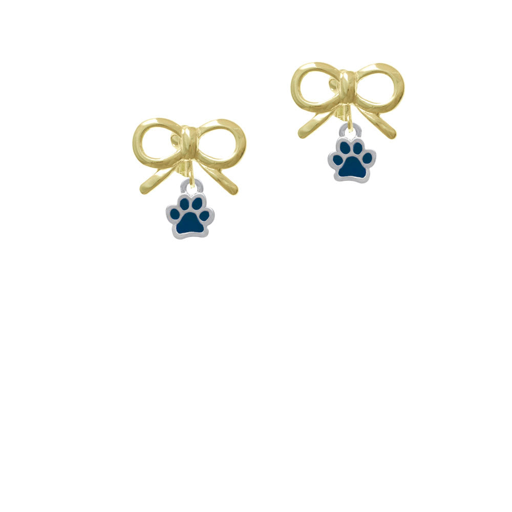 Mini Translucent Navy Paw Crystal Clip On Earrings Image 10