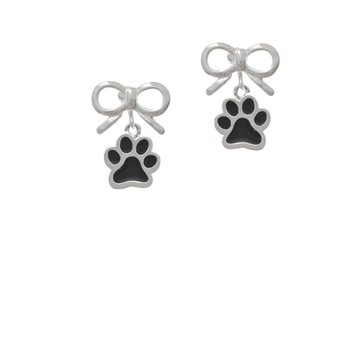 Medium Black Paw Crystal Clip On Earrings Image 9