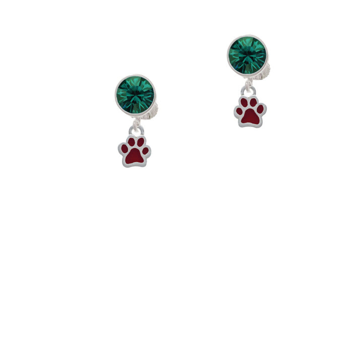 Mini Translucent Maroon Paw Crystal Clip On Earrings Image 6