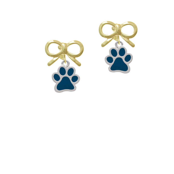 Medium Translucent Navy Paw Crystal Clip On Earrings Image 10