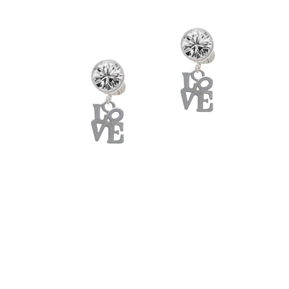 Mini Love in Square Crystal Clip On Earrings Image 2