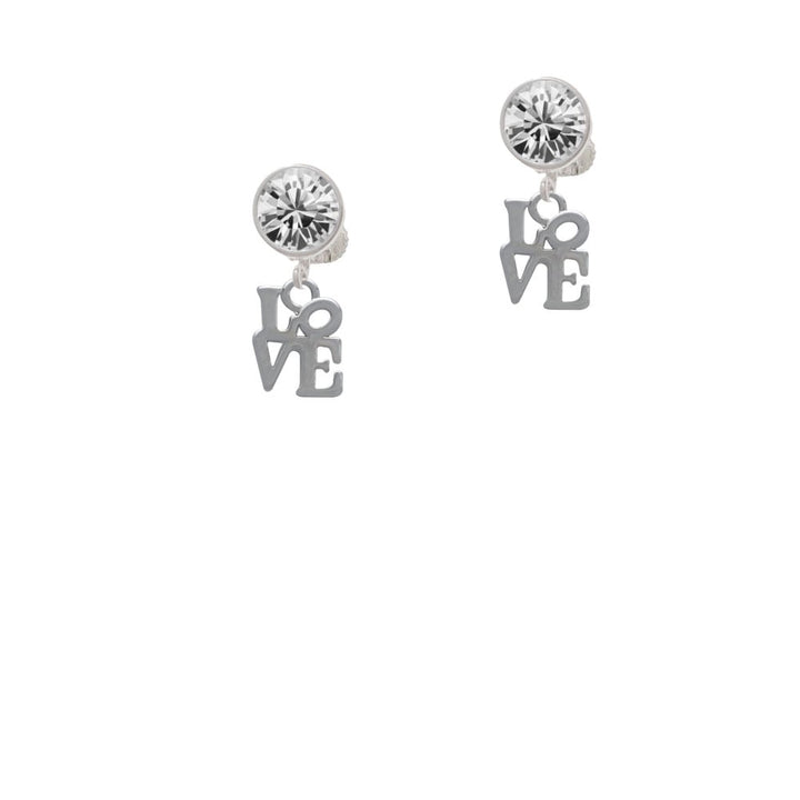 Mini Love in Square Crystal Clip On Earrings Image 1