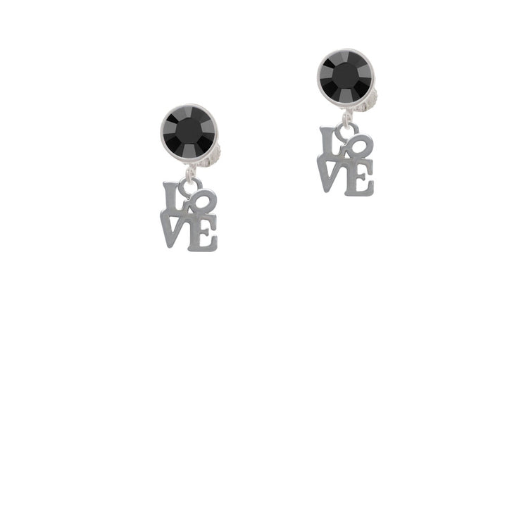 Mini Love in Square Crystal Clip On Earrings Image 3