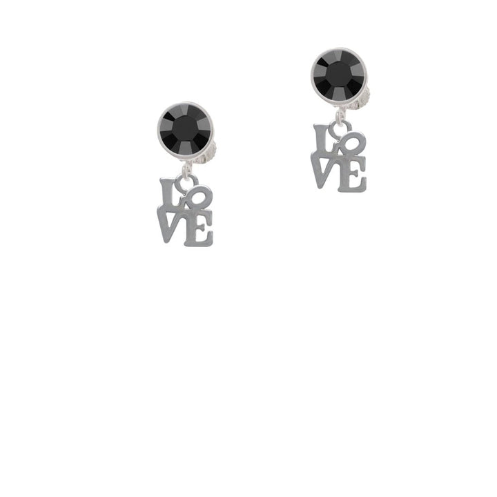 Mini Love in Square Crystal Clip On Earrings Image 1