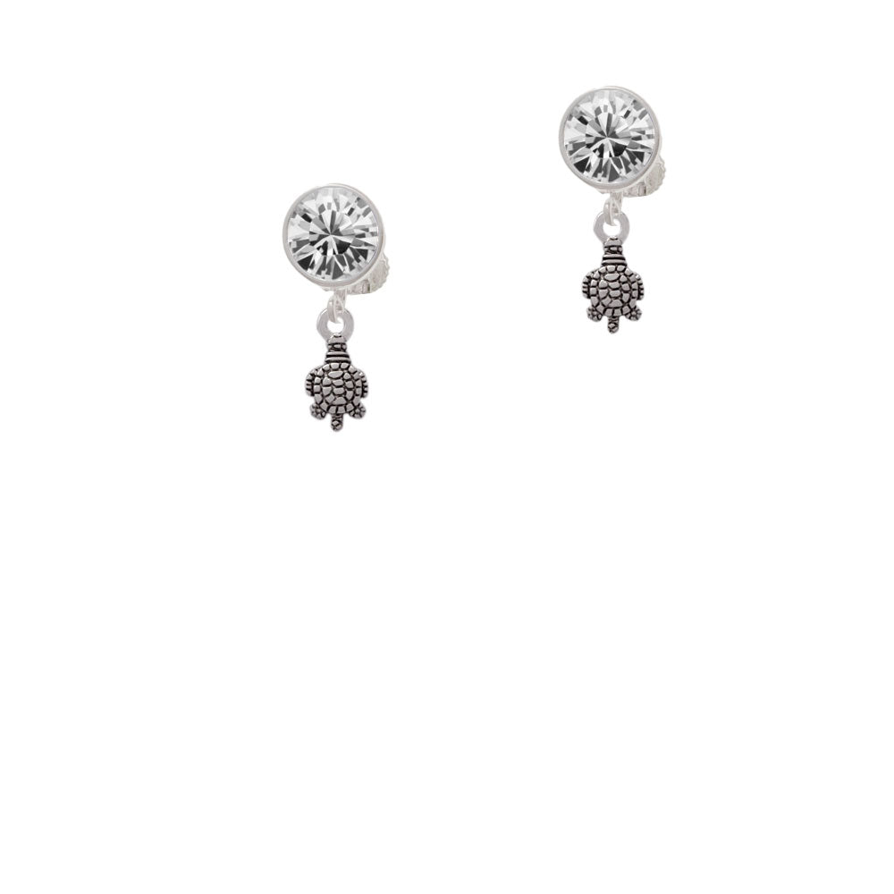 Mini Sea Turtle Crystal Clip On Earrings Image 2