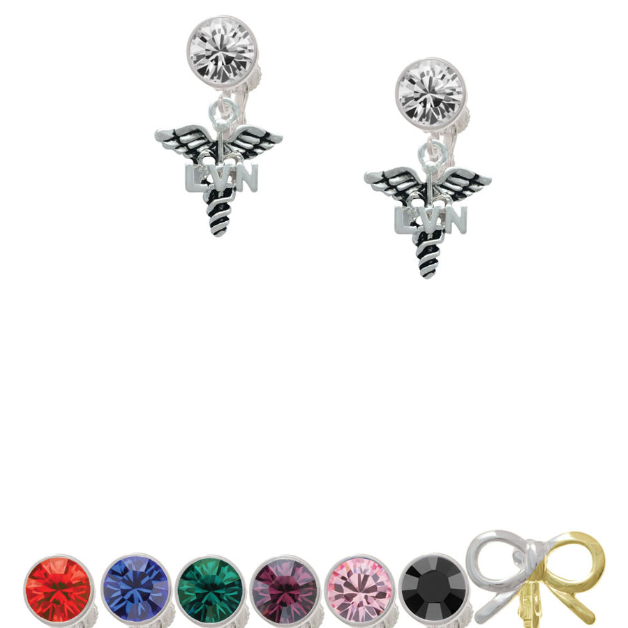 Caduceus - LVN Crystal Clip On Earrings Image 1