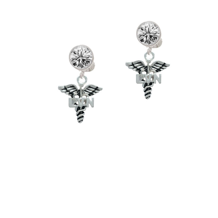 Caduceus - LVN Crystal Clip On Earrings Image 2