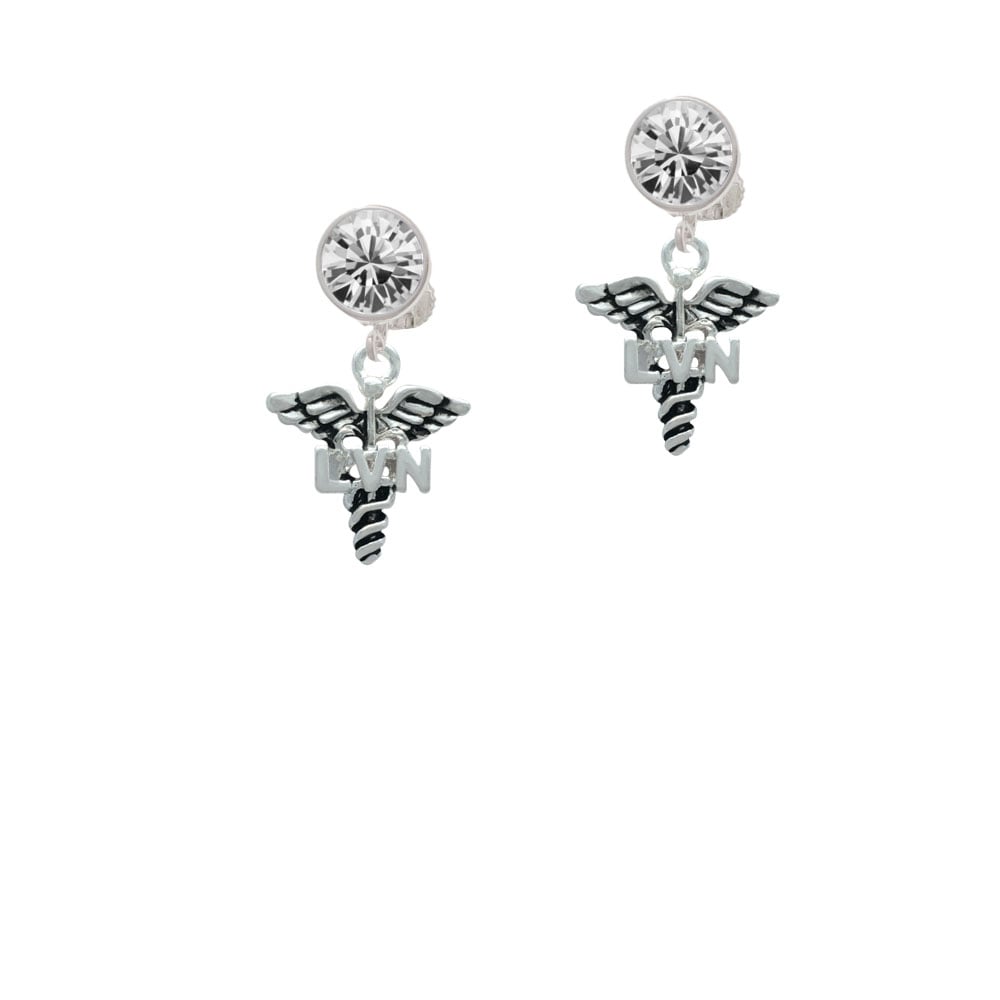 Caduceus - LVN Crystal Clip On Earrings Image 1