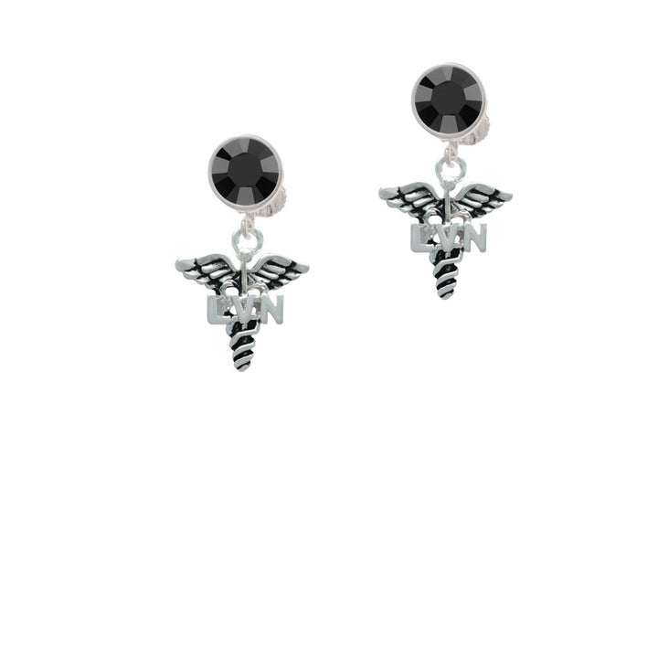 Caduceus - LVN Crystal Clip On Earrings Image 3