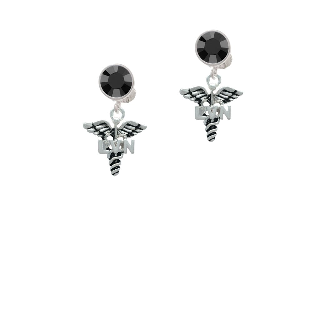 Caduceus - LVN Crystal Clip On Earrings Image 1