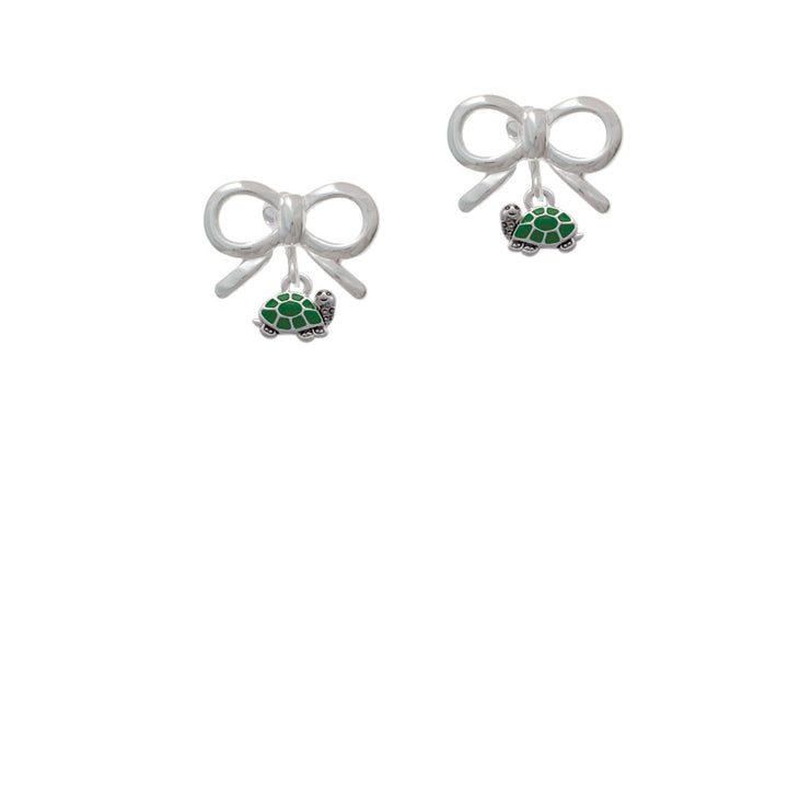 Mini Green Turtle - Side Crystal Clip On Earrings Image 9