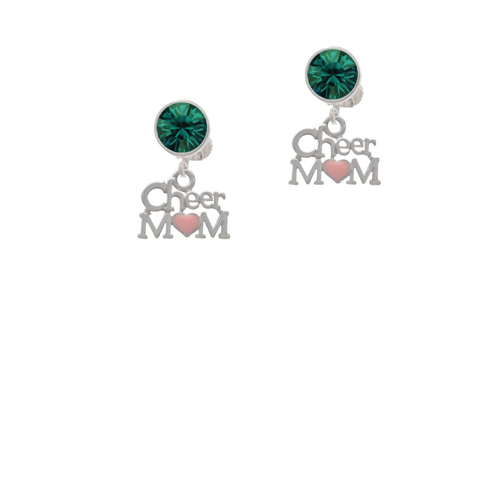 Cheer Mom with Pink Heart Crystal Clip On Earrings Image 6