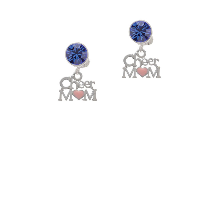 Cheer Mom with Pink Heart Crystal Clip On Earrings Image 7